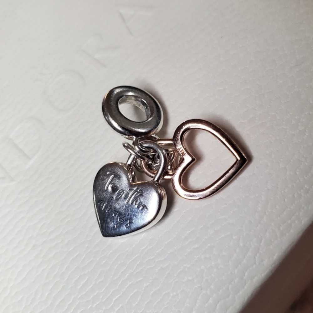 Authentic Pandora Heart Padlock Double Dangle Charm - Picture 4 of 8